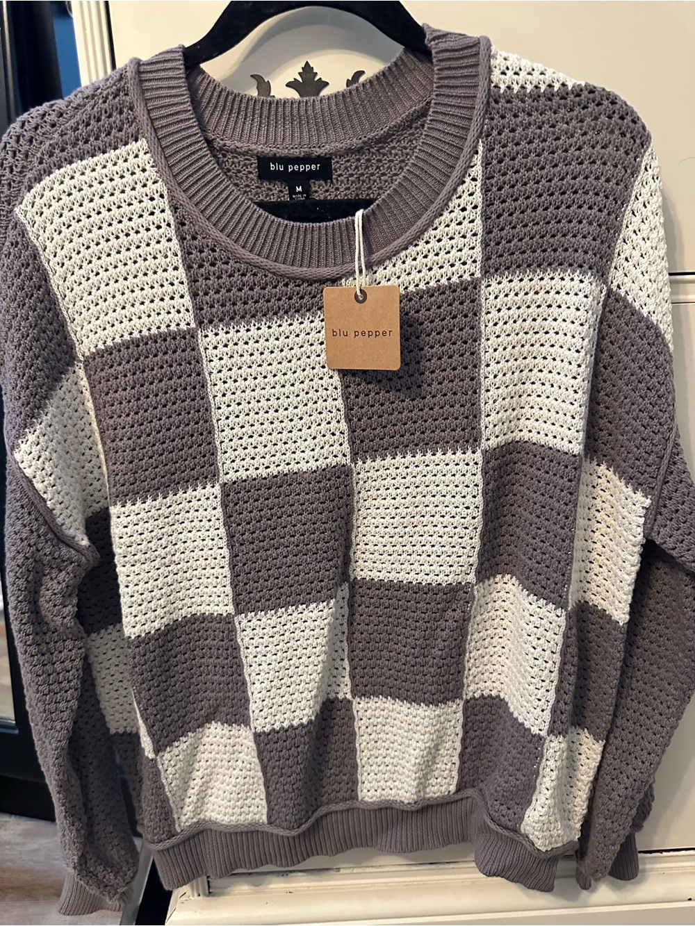 Checkered Knit Sweater
